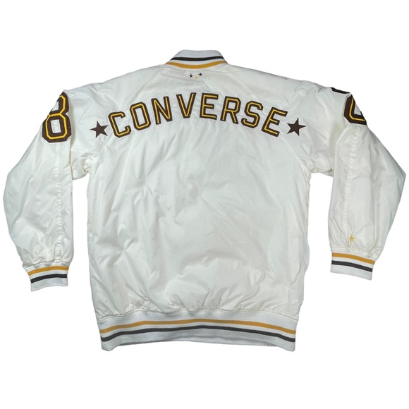 Converse size Xl white/cream half button varsity jacket with kangaroo pocket EUC - Picture 5 of 10